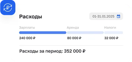 Отчёт «Расходы» в Посифлоре: зарплаты, аренда и налоги, итог за период